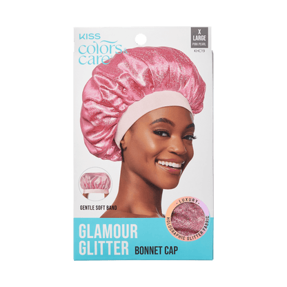 KISS Colors &amp; Care Glamour Glitter Bonnet Cap, XL - Pink Pearl