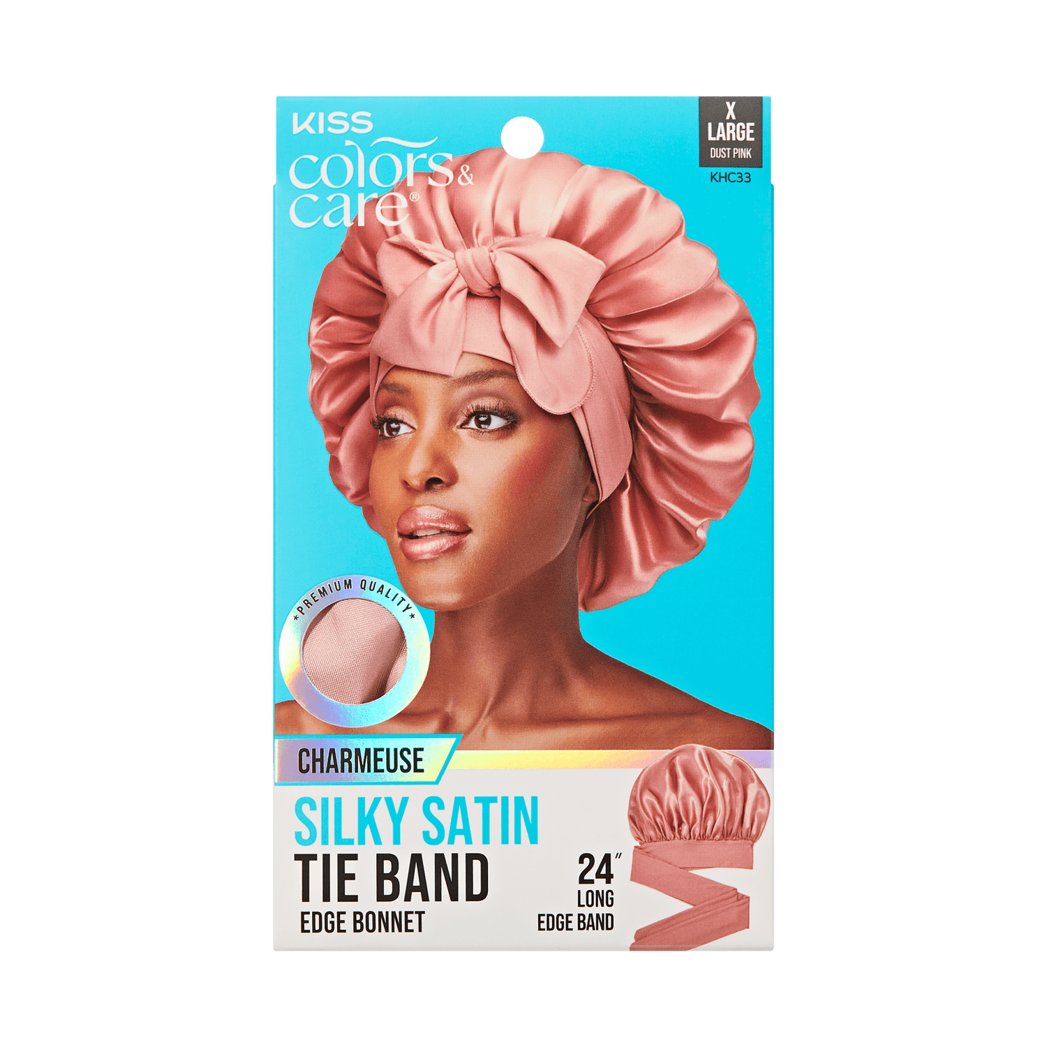 KISS Colors &amp; Care Silky Satin Tie Band Bonnet, Pink, X-Large
