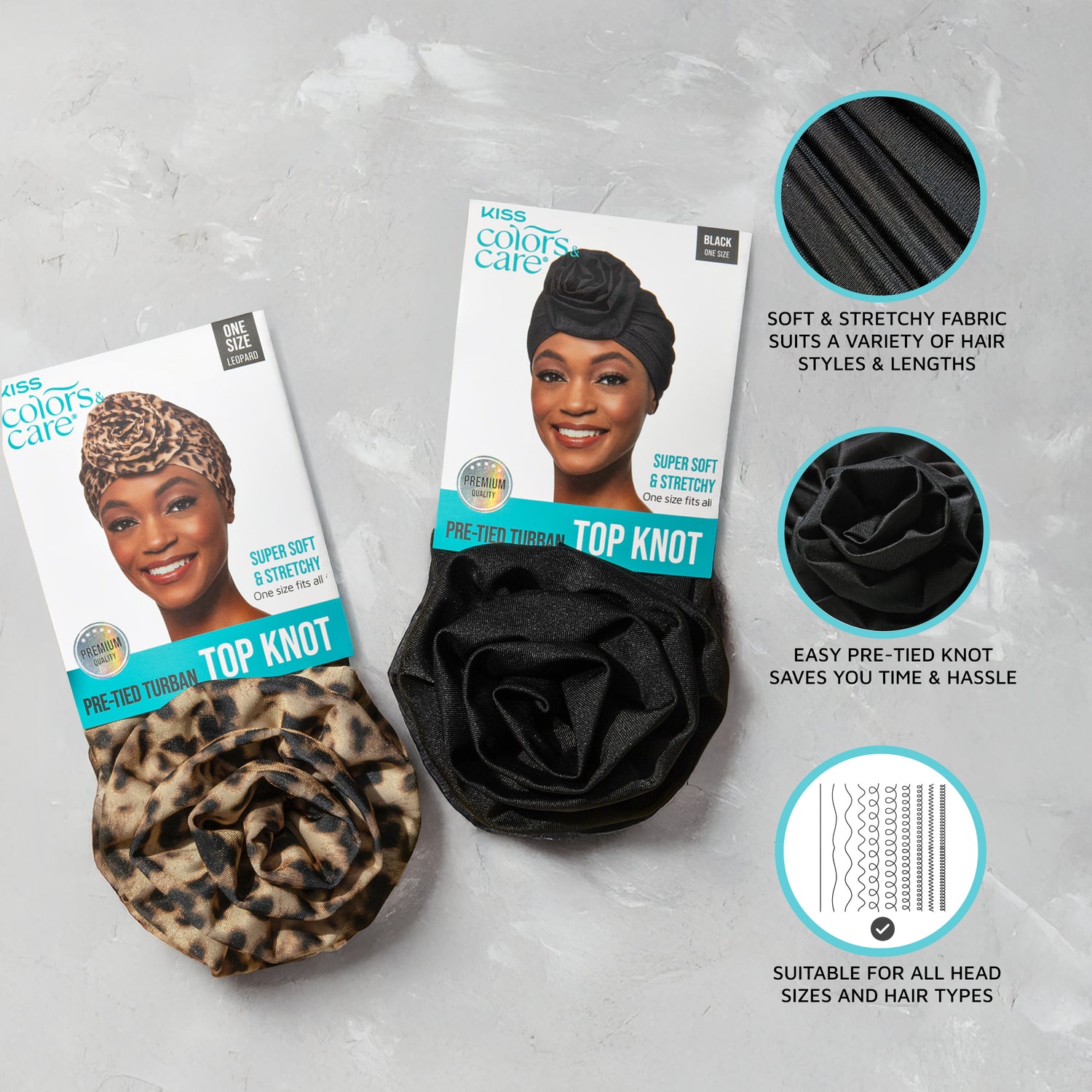 KISS Colors &amp; Care Pre-Tied Top Knot Turban  - Leopard