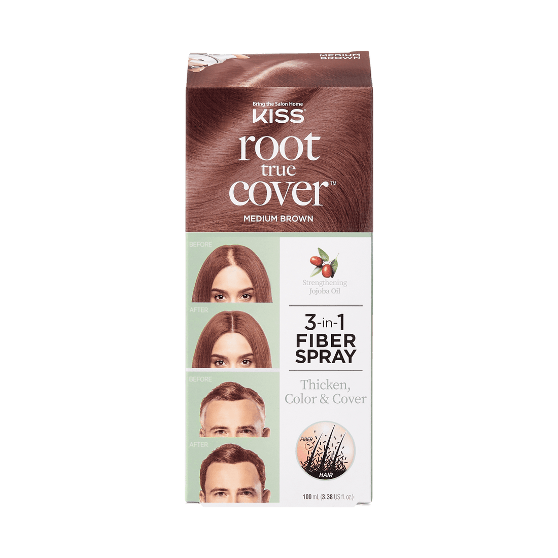 KISS Root True Cover Hair Thickening Fiber Spray - Med Brown