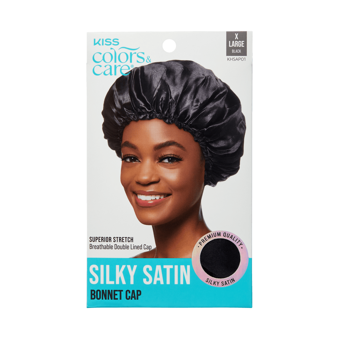 KISS Colors &amp; Care Silky Satin X-Large Bonnet Cap - Black