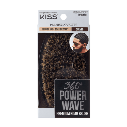 KISS Colors &amp; Care 360 Power Wave Premium Palm Boar Brush - Medium Soft