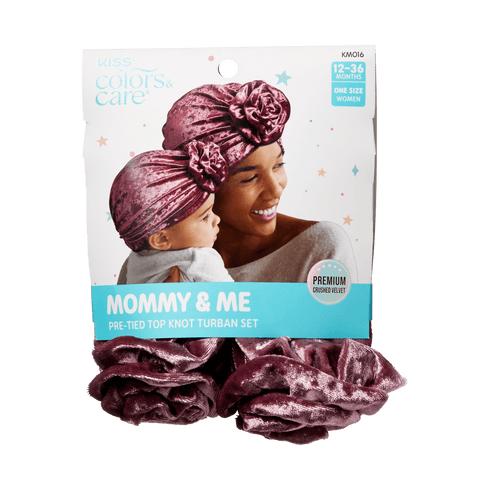 KISS Colors &amp; Care Mommy &amp; Me Pre-Tied Top Knot Turban Set - Berry