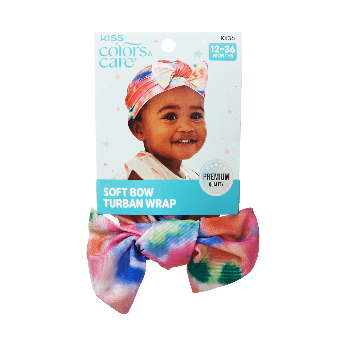 Soft &amp; Silky Pre-Tied Top Knot Bow Turban Wrap for Toddlers - Tie-Dye