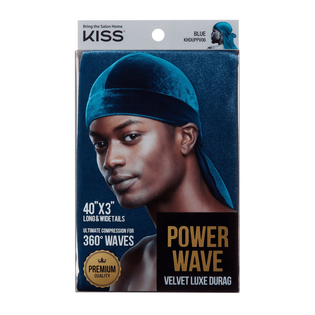KISS Power Wave Velvet Luxe Durag - BLUE VELVET