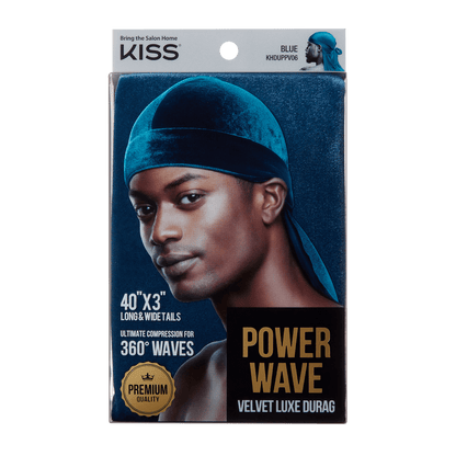 KISS Power Wave Velvet Luxe Durag - BLUE VELVET
