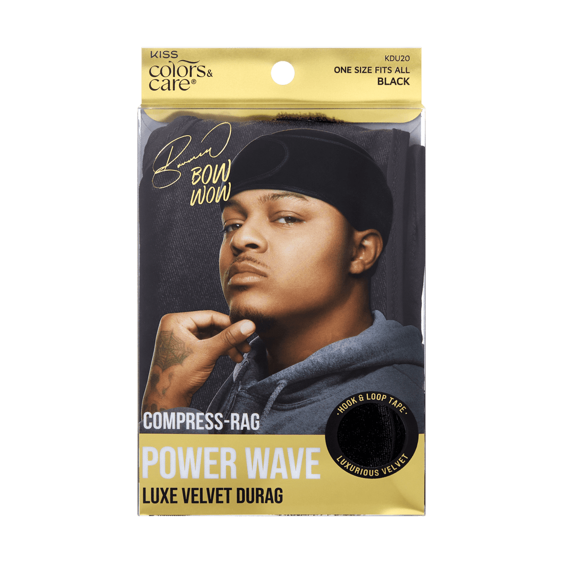 KISS Colors &amp; Care Compress-Rag Power Wave Luxe Velvet Durag, Black