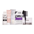 KISS Colors &amp; Care Lift Up bleach and tone kit in rose, includes 40V crème developer, rose toning treatment, powder lightener, mixing tray, comb brush, and instructions.