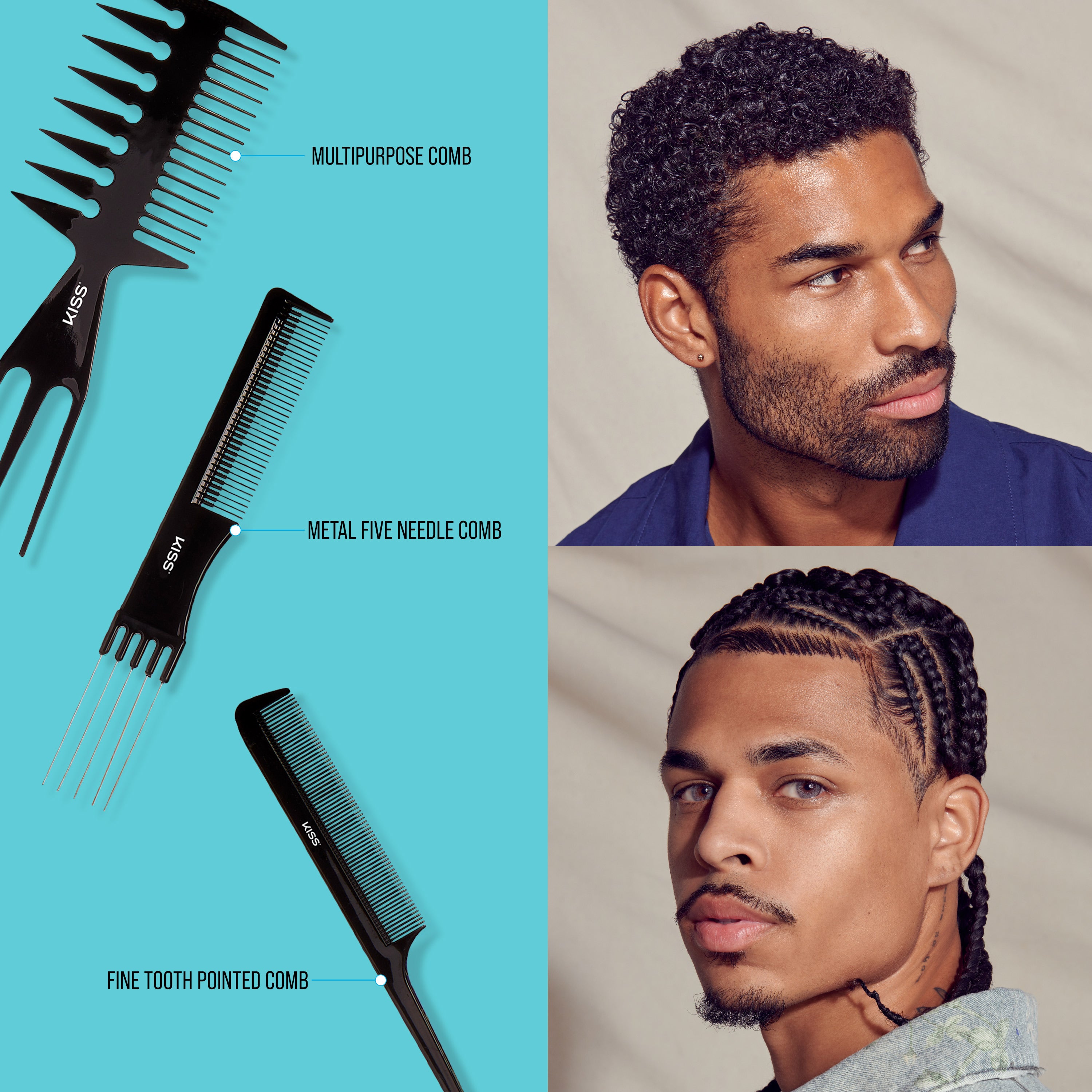 KISS Colors &amp; Care Professional Heat Resistant Pin Tail Parting Comb