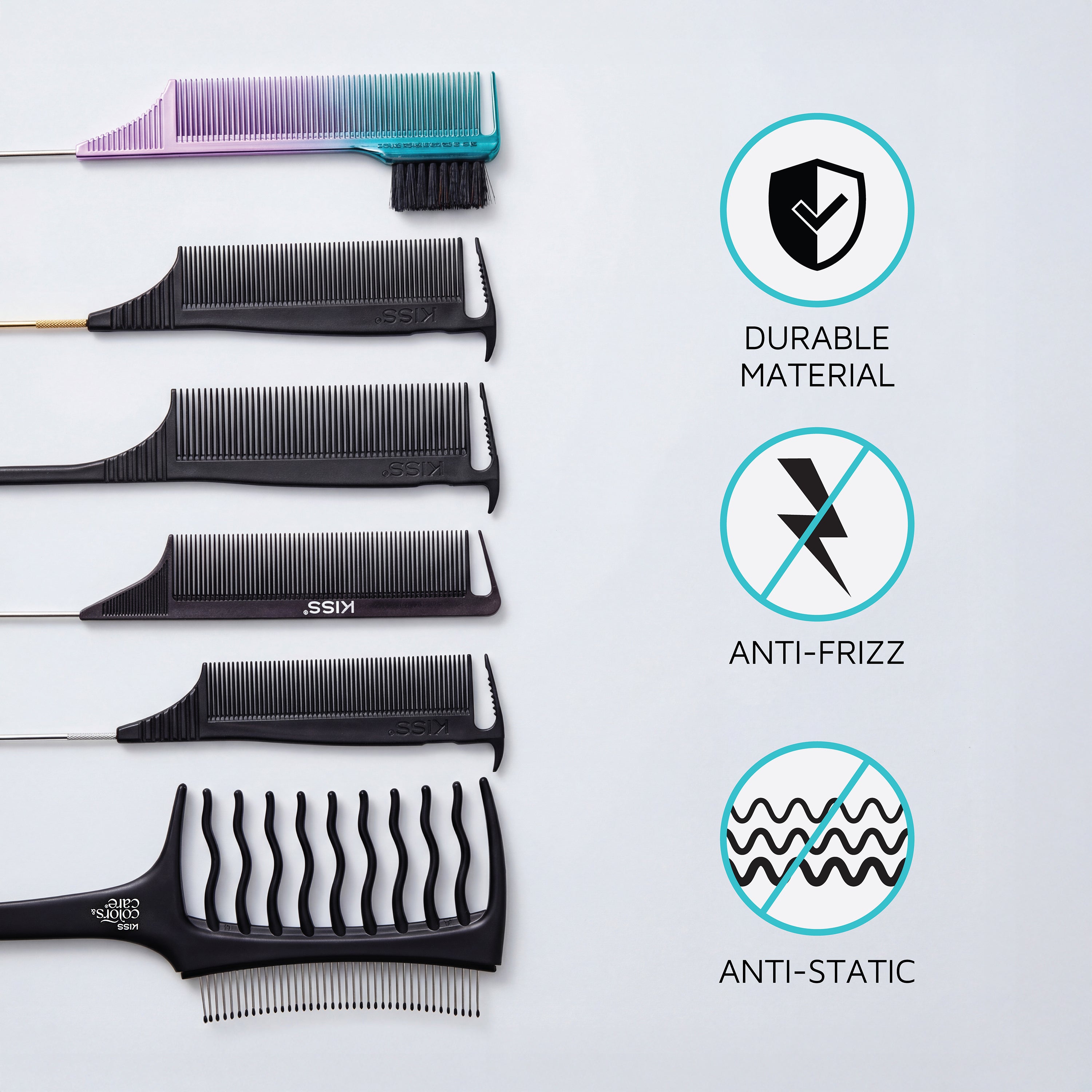 Kiss Colors &amp; Care Pin Tail Parting Comb