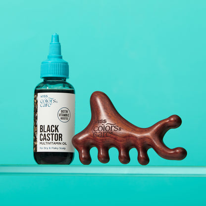 KISS Colors &amp; Care Multivitamin Oil &amp; Gua Sha - Black Castor