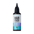 Dark brown bottle with black pointed cap, labeled "Kiss Colors &amp; Care Hair Fixer Growth Oil" featuring claims of 90% reported growth, 74% less breakage, USDA Organic certified.