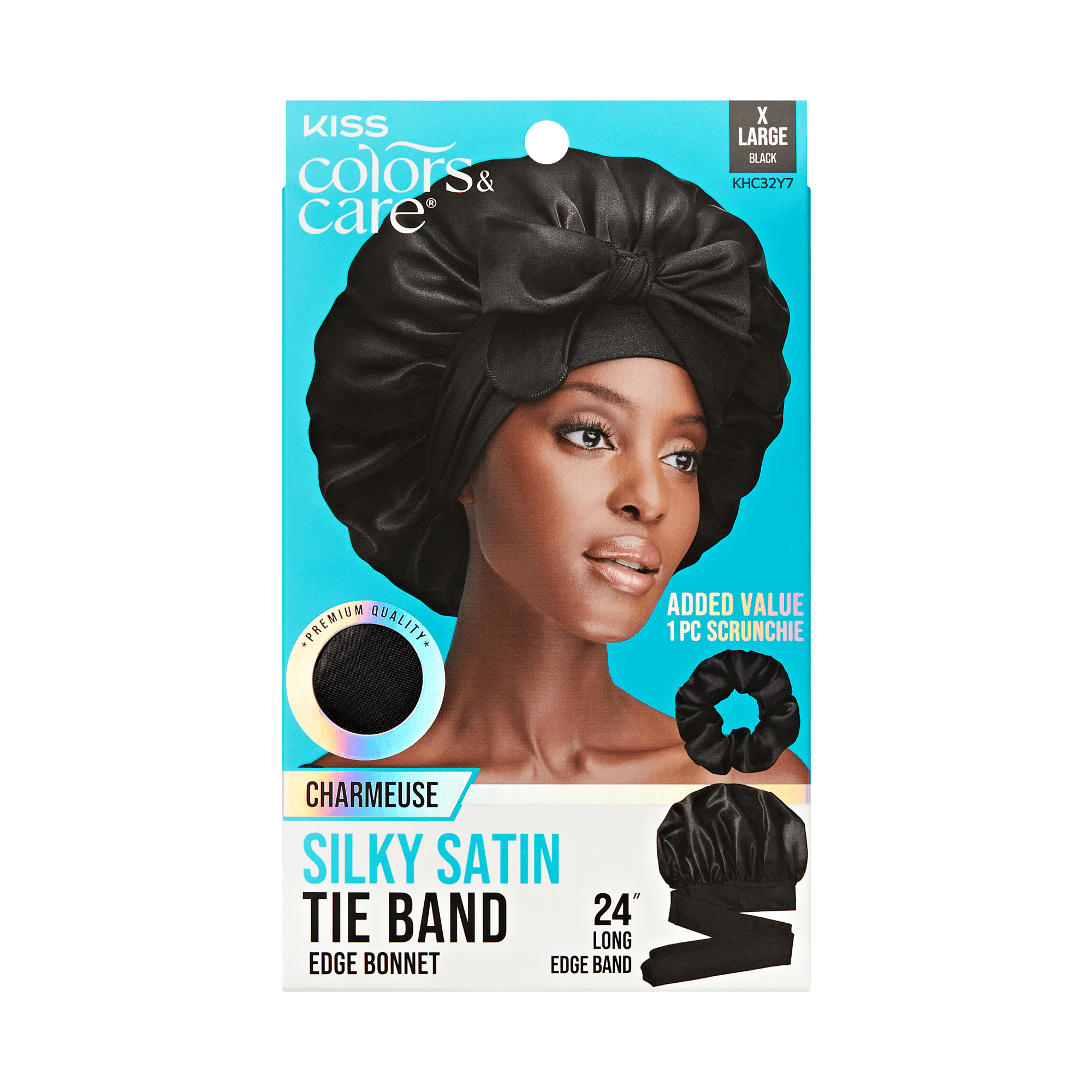 Kiss Colors &amp; Care Silky Satin Tie Band Edge Bonnet - Black