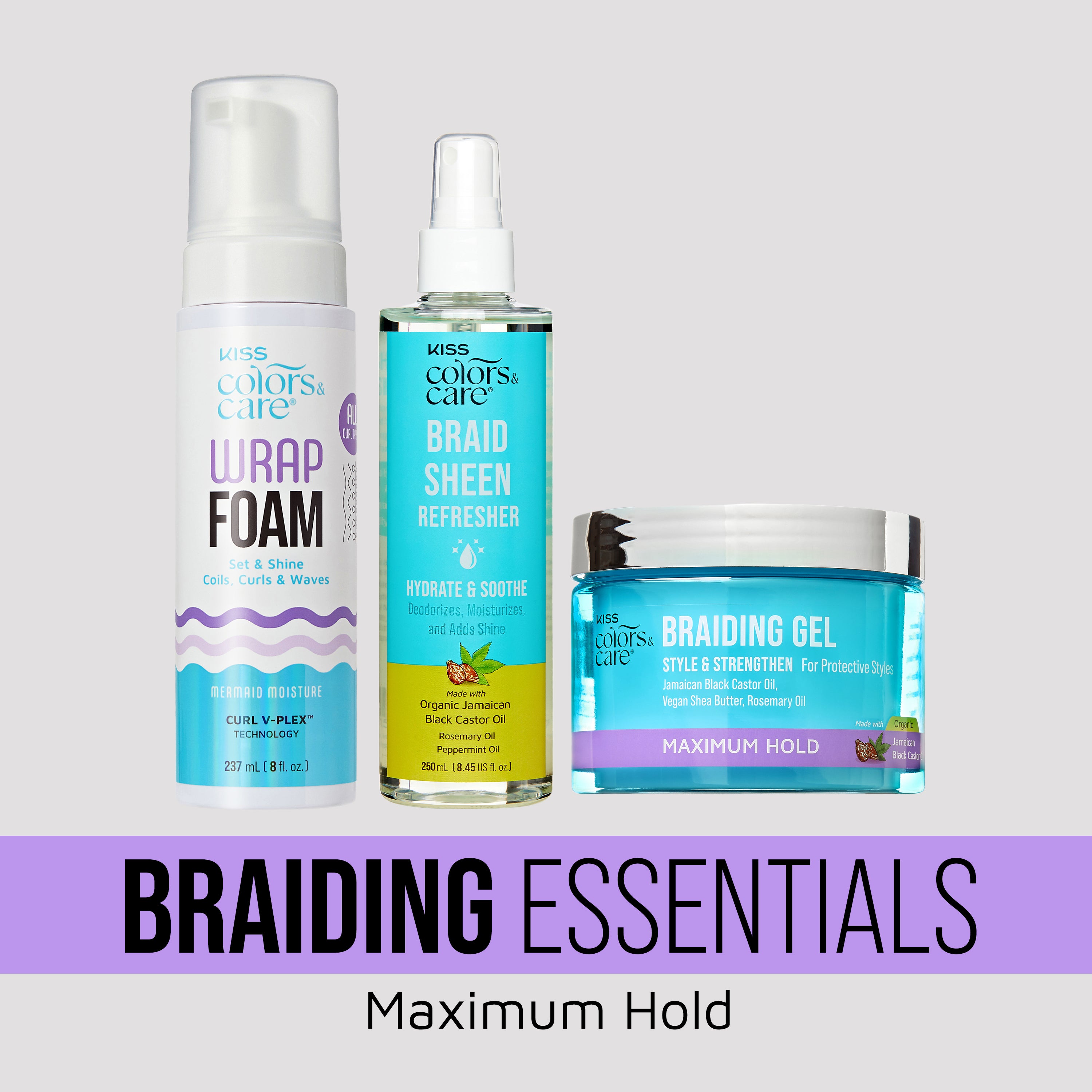 Kiss Colors &amp; Care Braiding Essentials Bundle - Maximum Hold