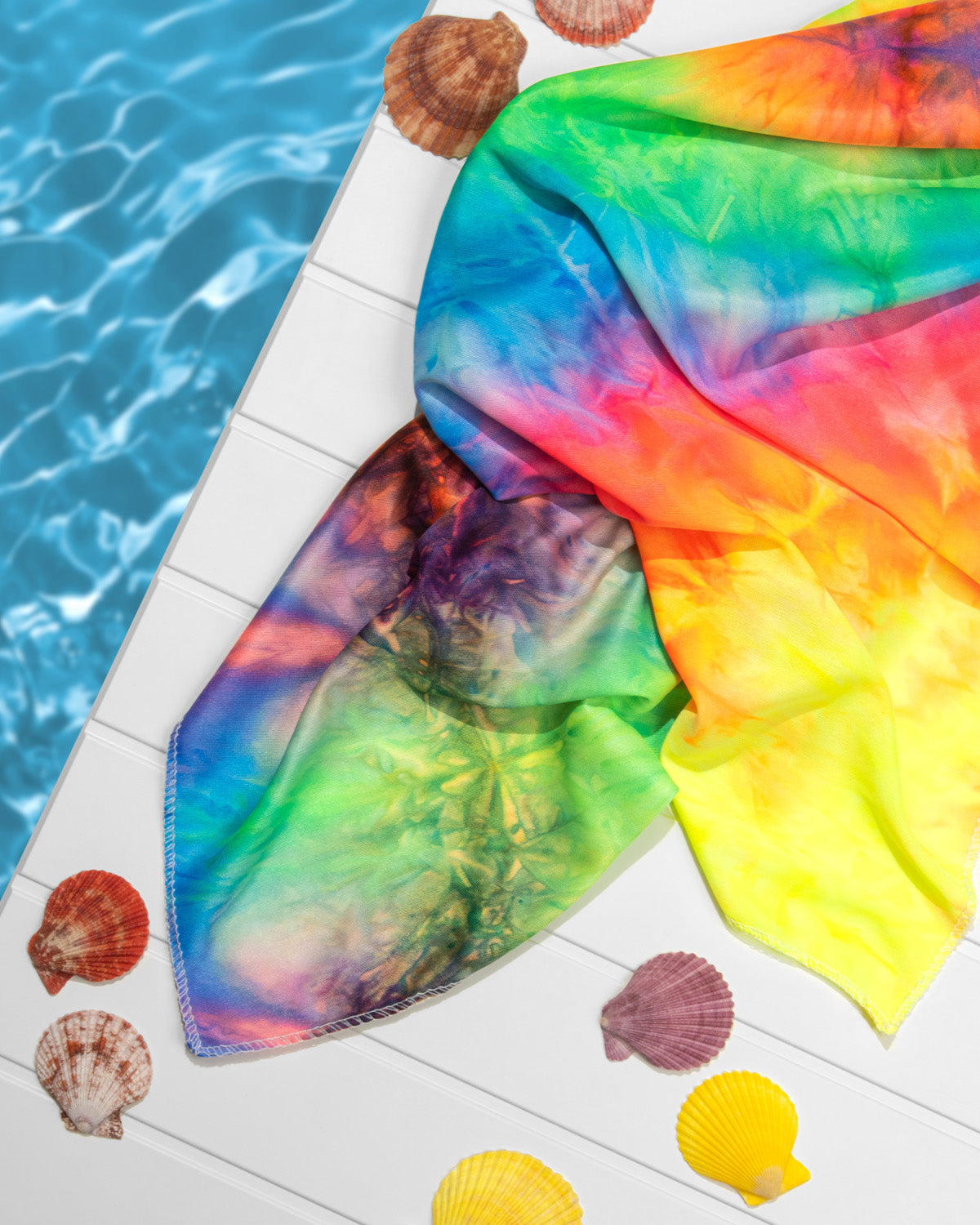 Kiss Colors &amp; Care Soft Satin Wrap Scarf - Tie Dye | Head Scarf, Hair Scarf, 60"L x 16"W, Hair Accessories