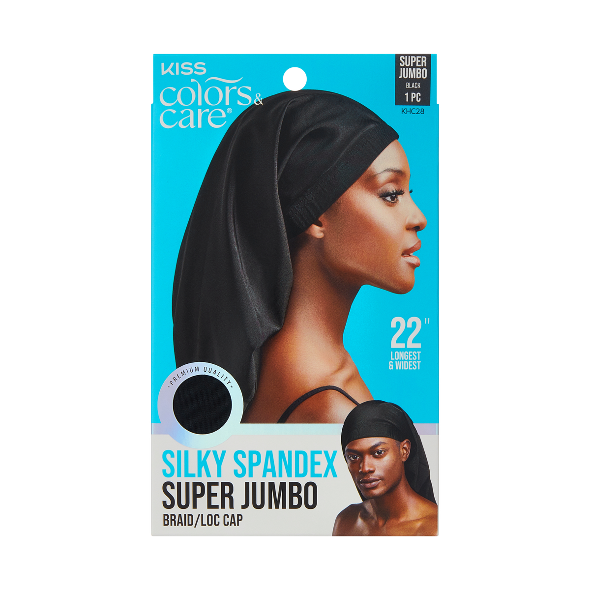 Silky Spandex Hair Cap - Super Jumbo, Black | KISS Colors & Care