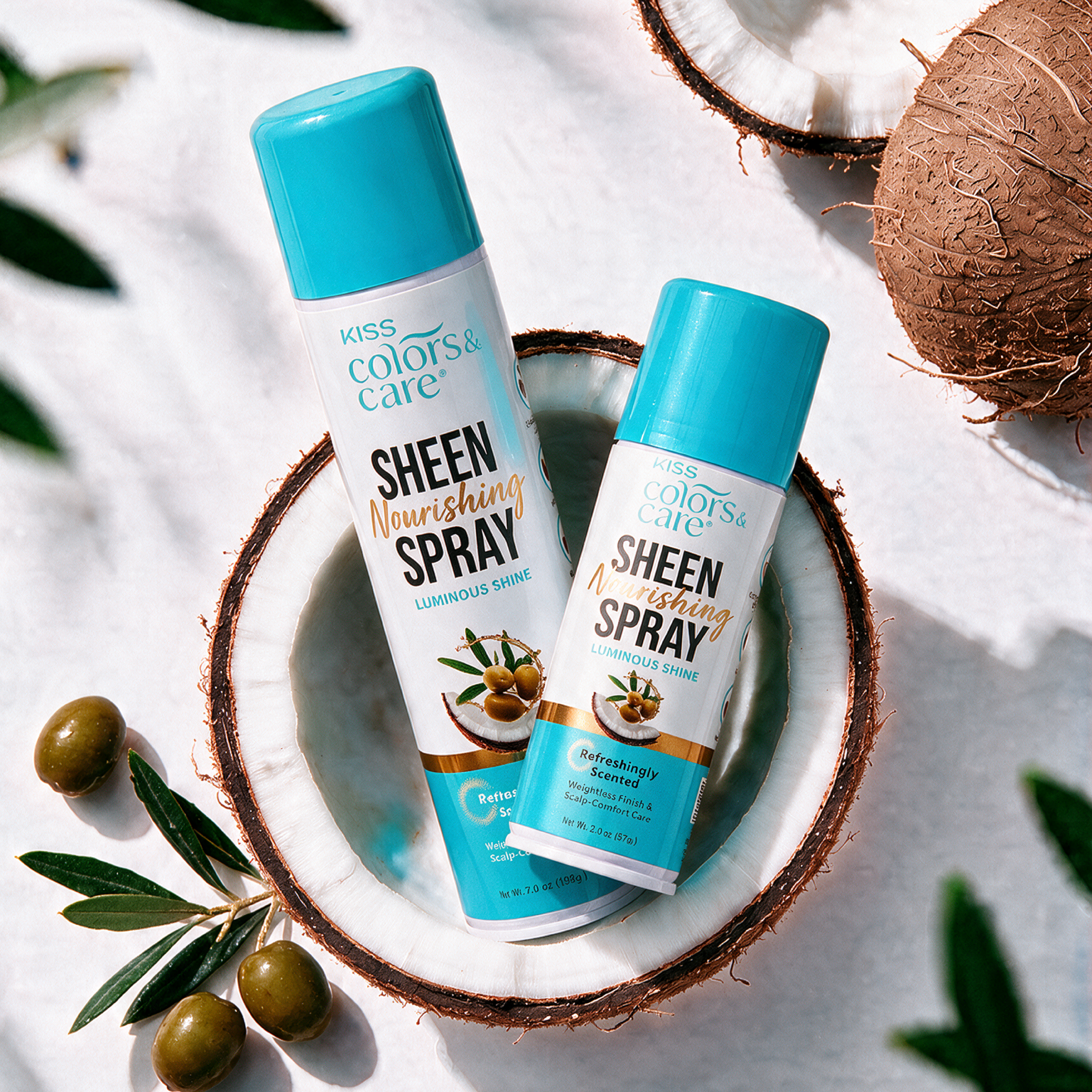 Kiss Colors &amp; Care Nourishing Sheen Spray for Luminous Shine | Travel Size, 2 US fl. oz, Hair Care