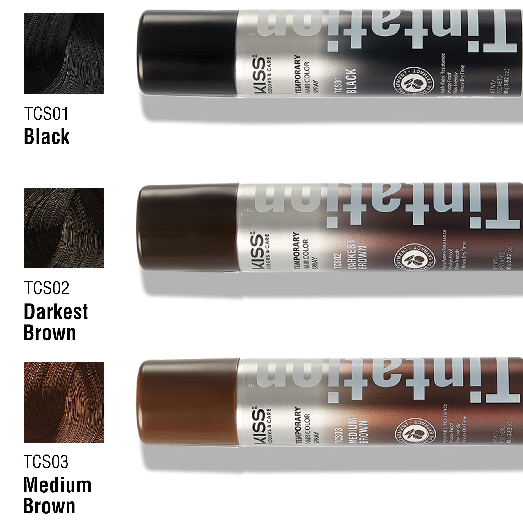 Kiss Colors & Care Tintation Spray - Medium Brown | Temporary Hair