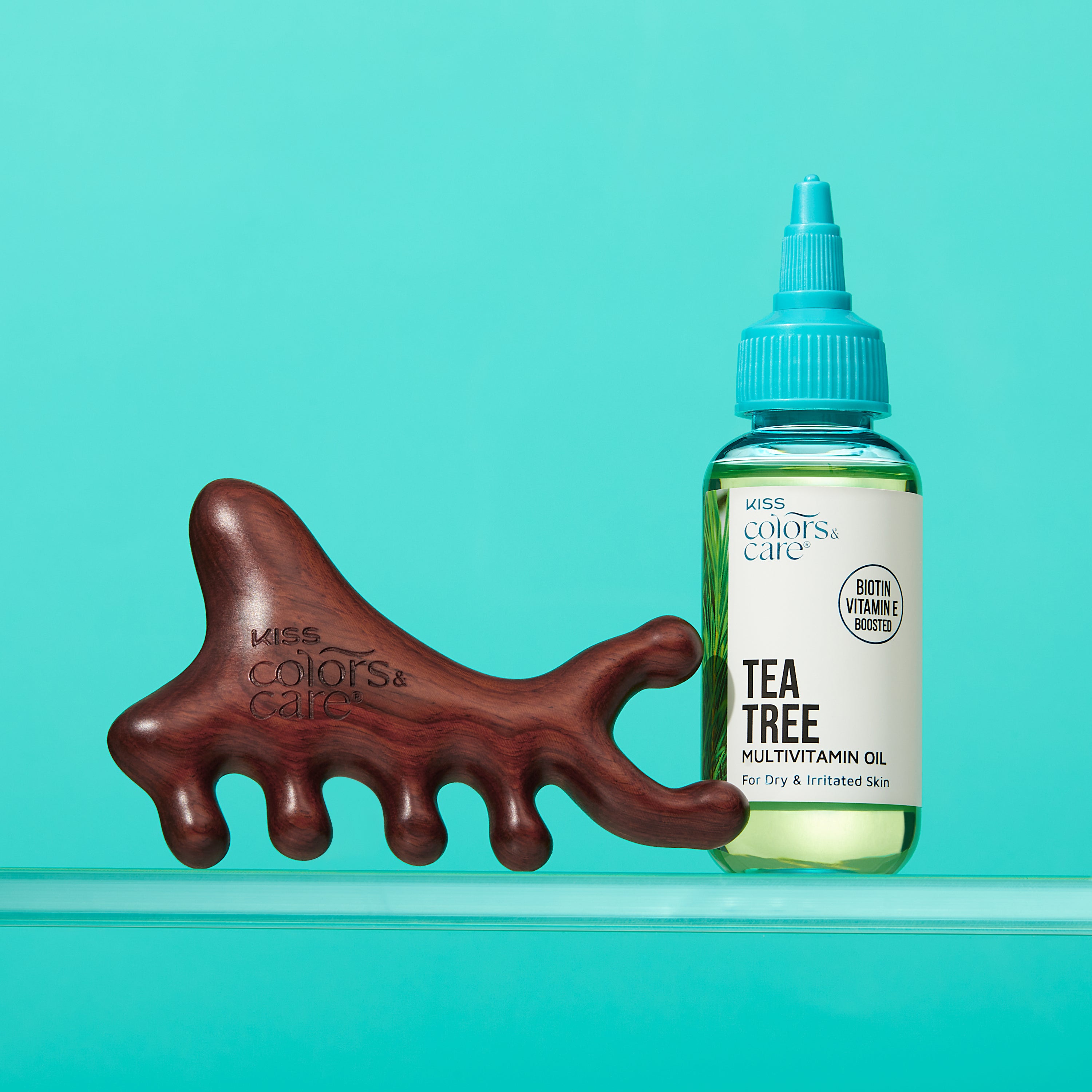 シークレット　モイスチャー　エマルジョン Kiss Colors & Care Multivitamin Oil & Gua Sha Tool - Tea Tree