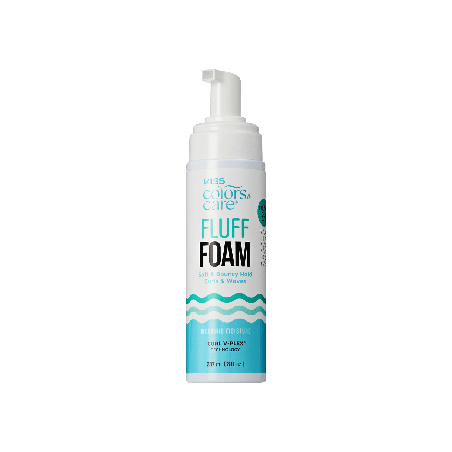 Kiss Colors &amp; Care Fluff Foam Hair Mousse, Soft &amp; Bouncy Hold - 8 fl oz