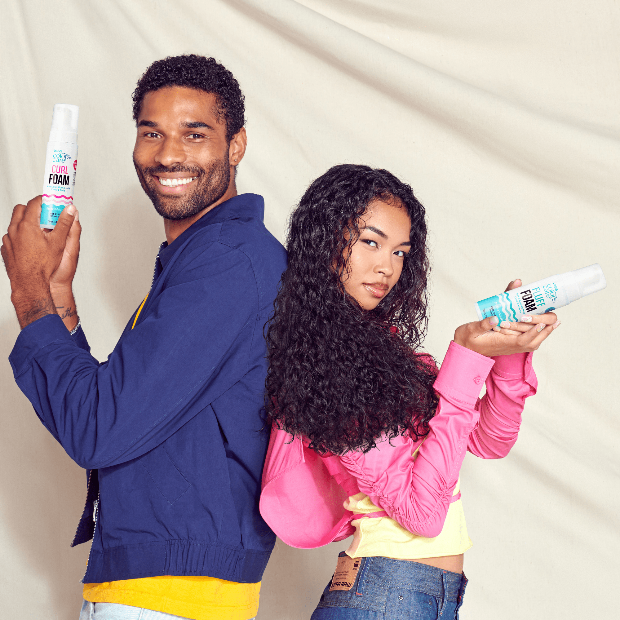 Kiss Colors &amp; Care Fluff Foam Hair Mousse, Soft &amp; Bouncy Hold - 8 fl oz