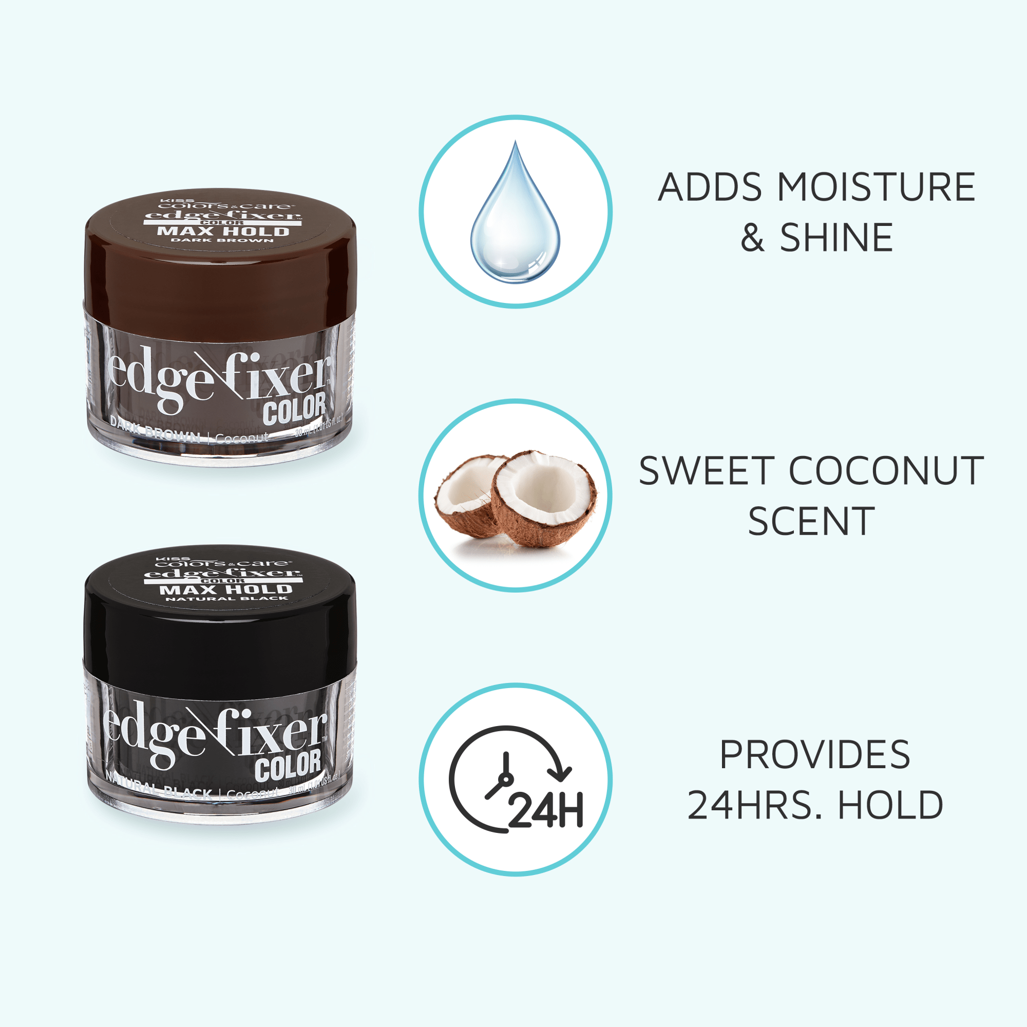 Kiss Colors &amp; Care Edge Fixer Color 30ml - Natural Black