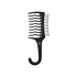 Black dual-sided detangling comb with wide and fine teeth, curved handle, and "KISS Colors & Care" logo on handle.
