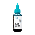 KISS Colors &amp; Care Black Castor Multivitamin Oil bottle with teal cap, label highlights biotin and vitamin E boost for dry, flaky scalp.
