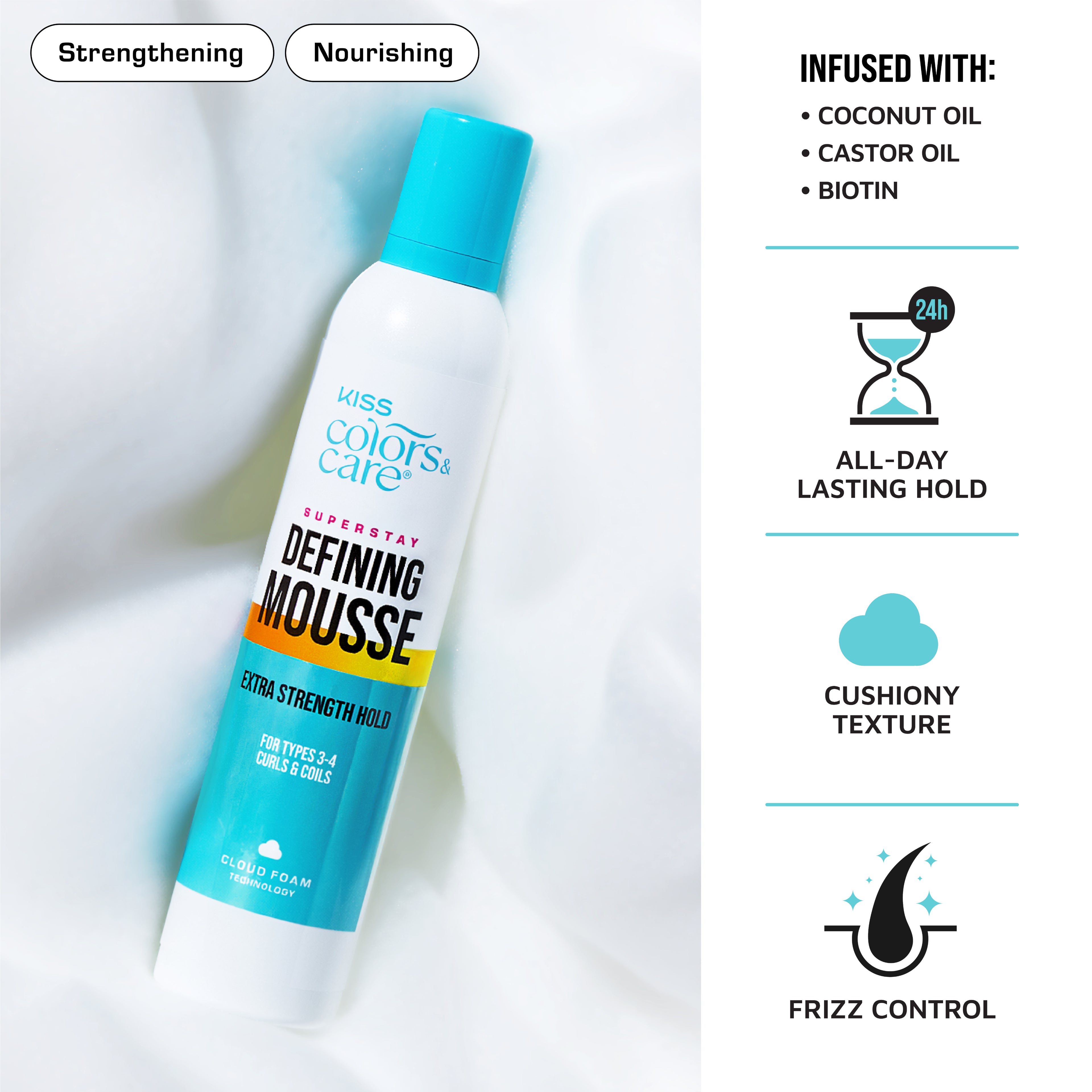 Kiss Colors &amp; Care Superstay Defining Mousse - Extra Strength Hold