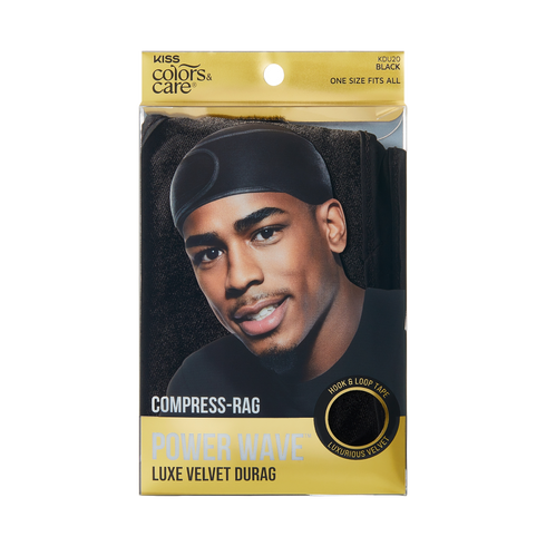 KISS Colors &amp; Care Compress-Rag Power Wave Luxe Velvet Durag, Black