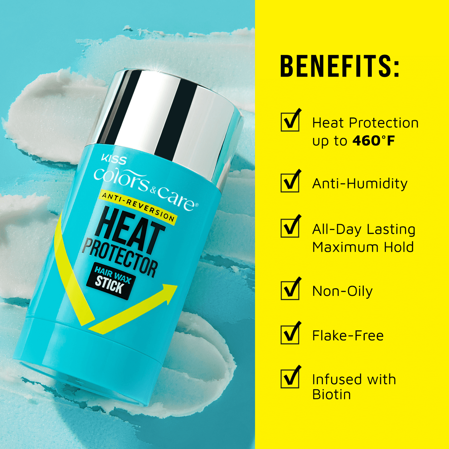 Kiss Colors &amp; Care Anti-Reversion Heat Protector Hair Wax Stick