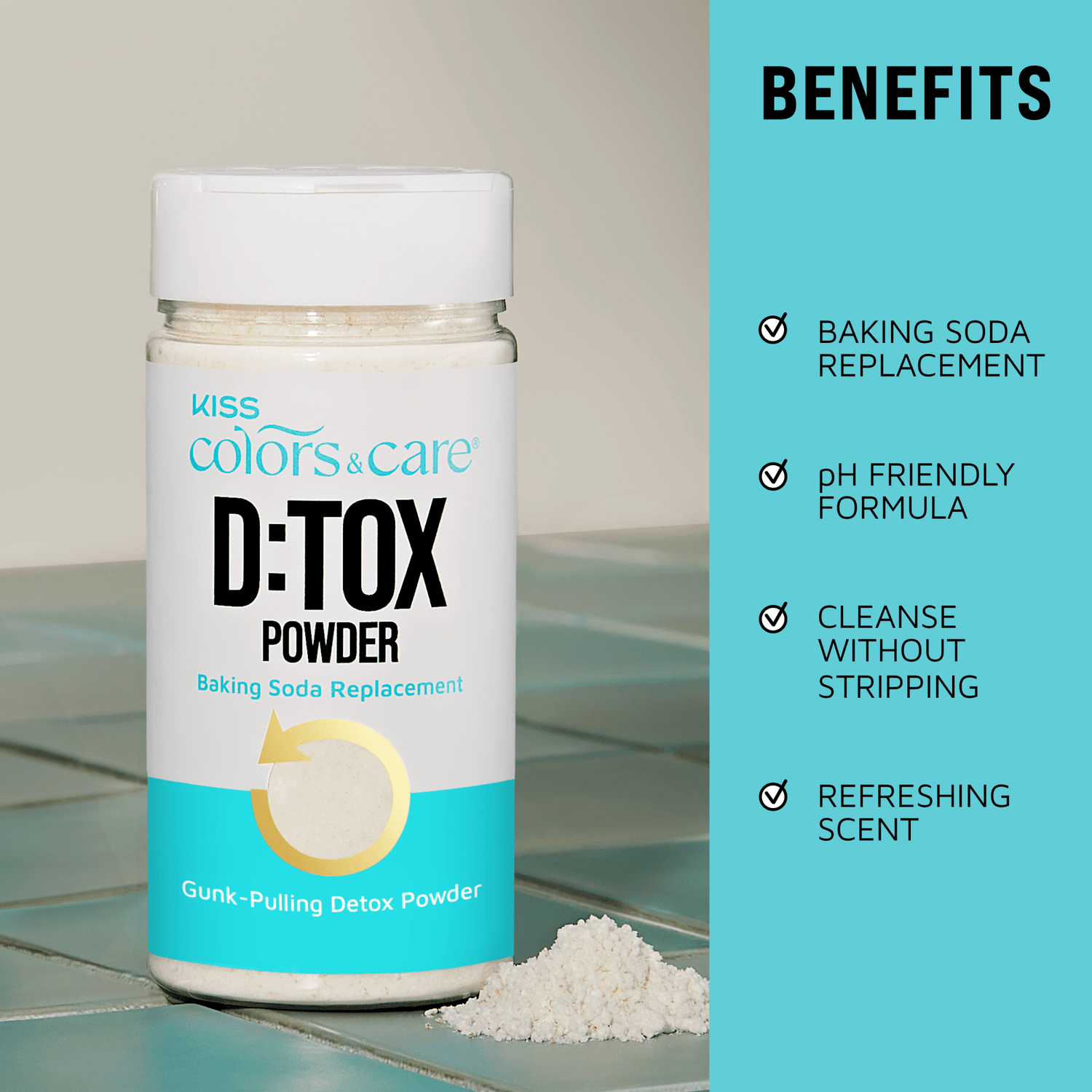 Kiss Colors &amp; Care D:TOX Hair Detox Powder, Gunk-Pulling Baking Powder Formula, 8 oz.