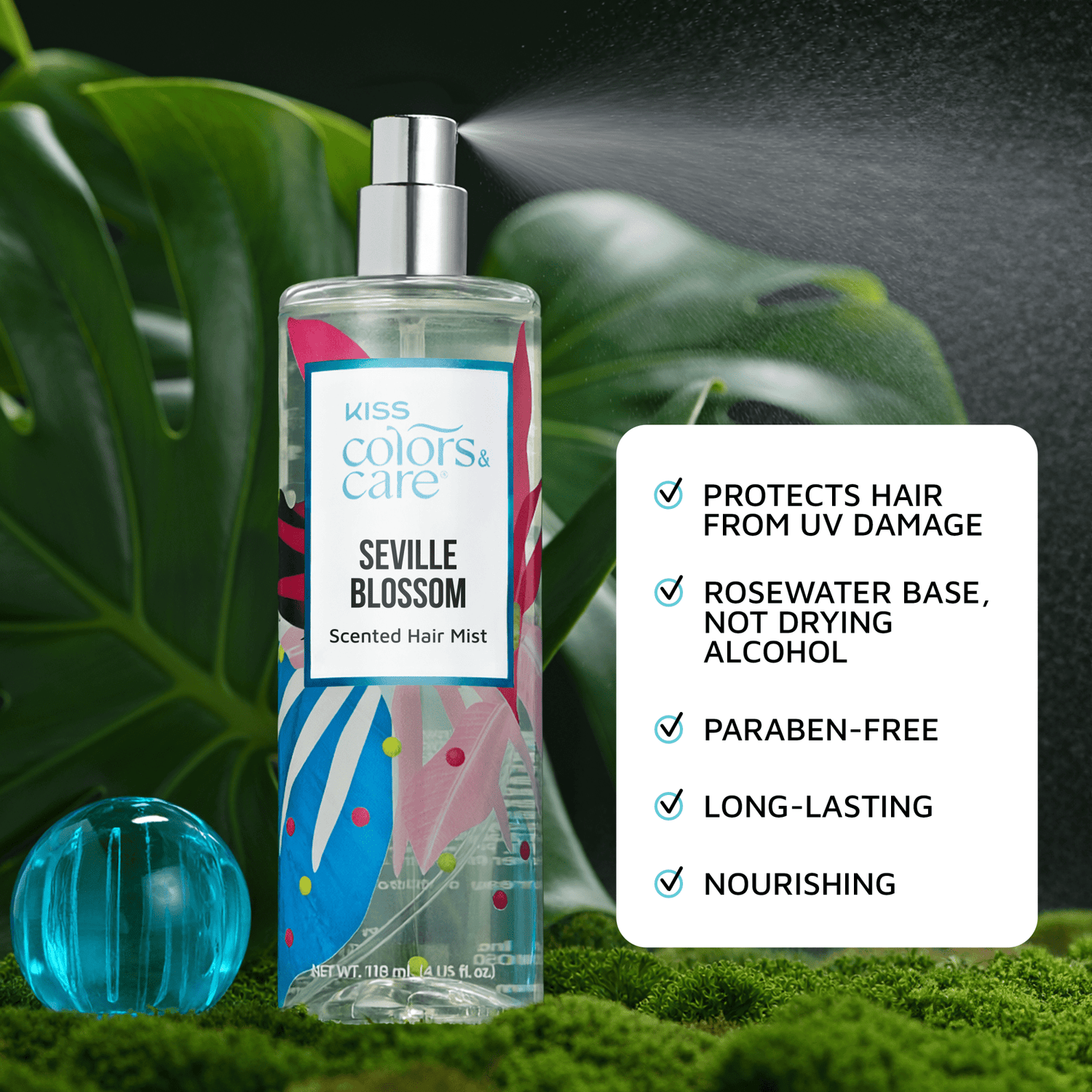 Kiss Colors &amp; Care Clean Fragrance Hair Veil Mist, 4 oz. - Seville Blossom