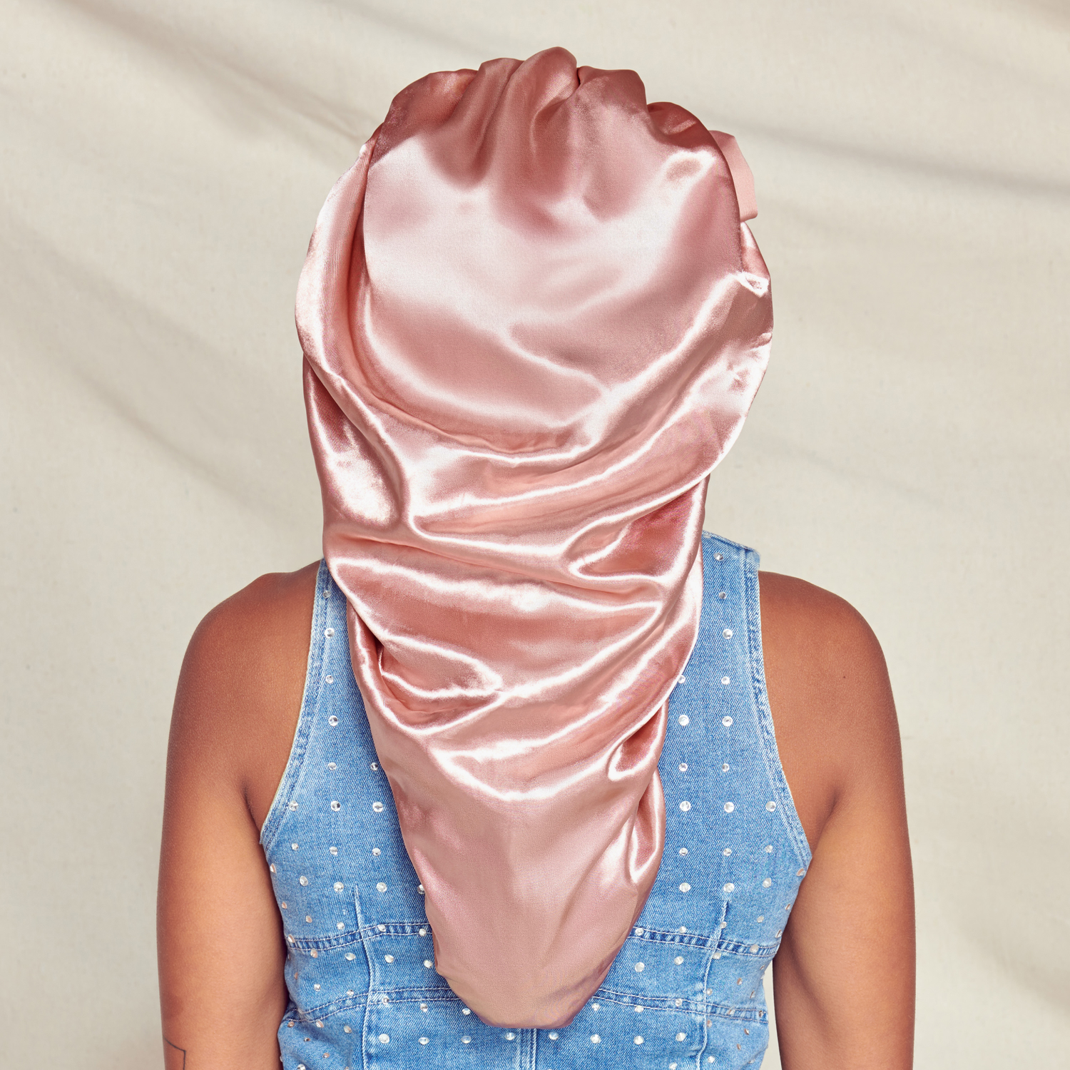 Kiss Colors &amp; Care Silky Satin Tie Band Braid Edge Bonnet - Dust Pink