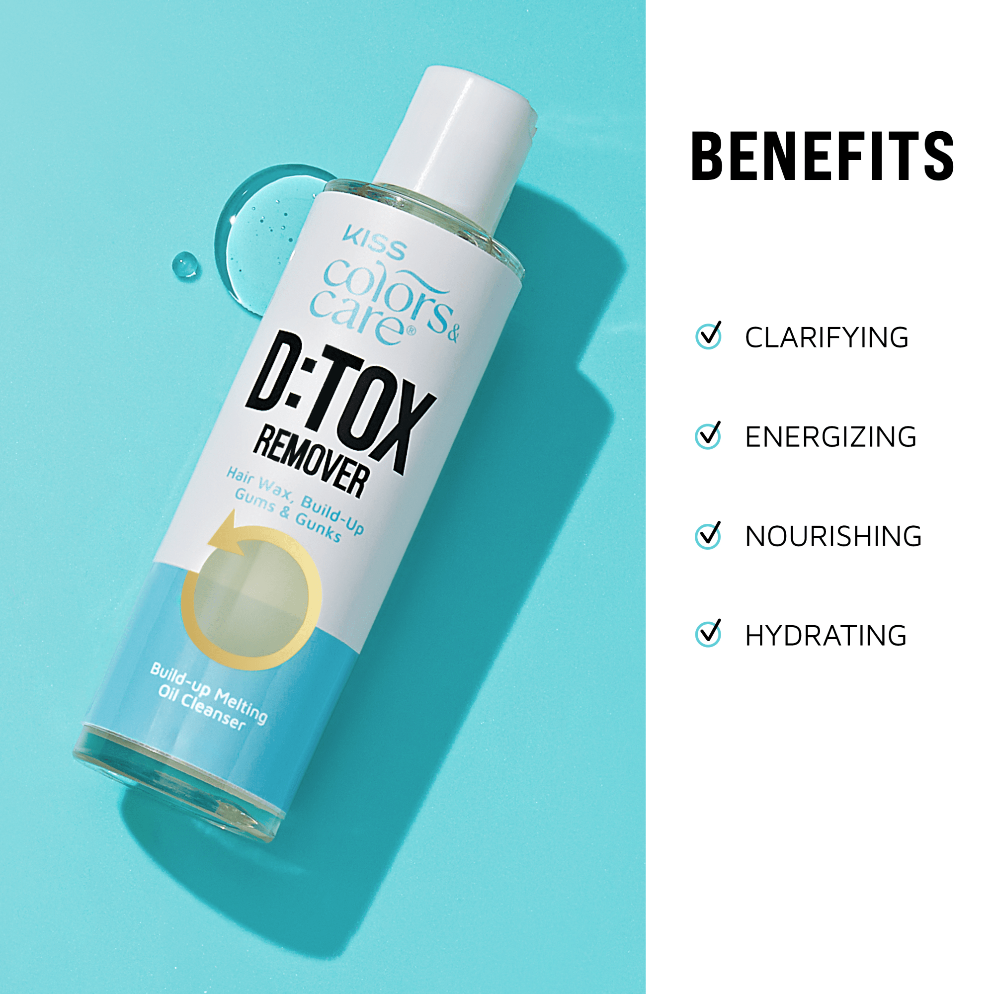 Kiss Colors &amp; Care D:TOX Hair Detox Remover, Build-Up Melting Oil Cleanser, 6 fl. oz.