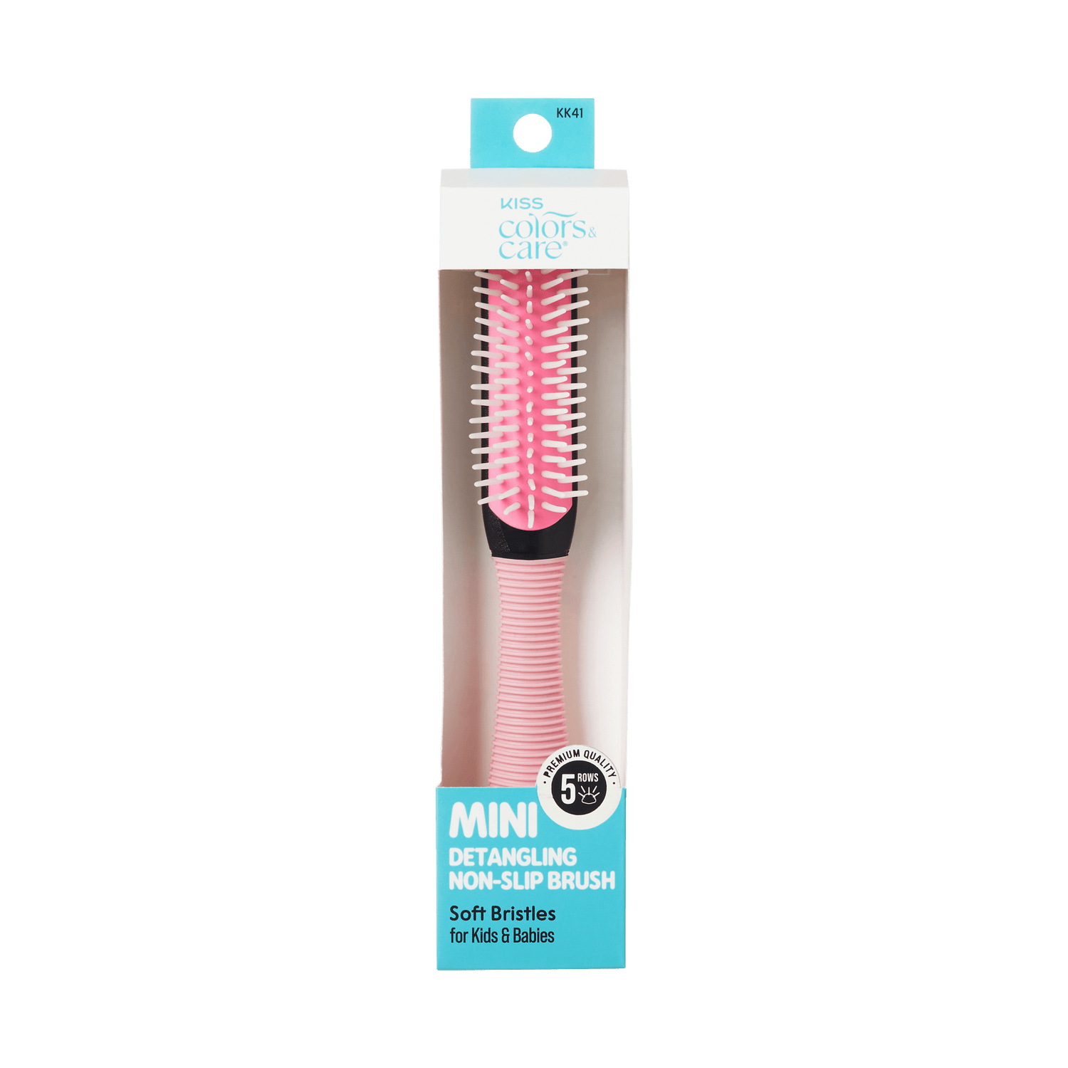 Kiss Colors &amp; Care Mini Non-Slip Soft Bristle Detangling Brush - Pink