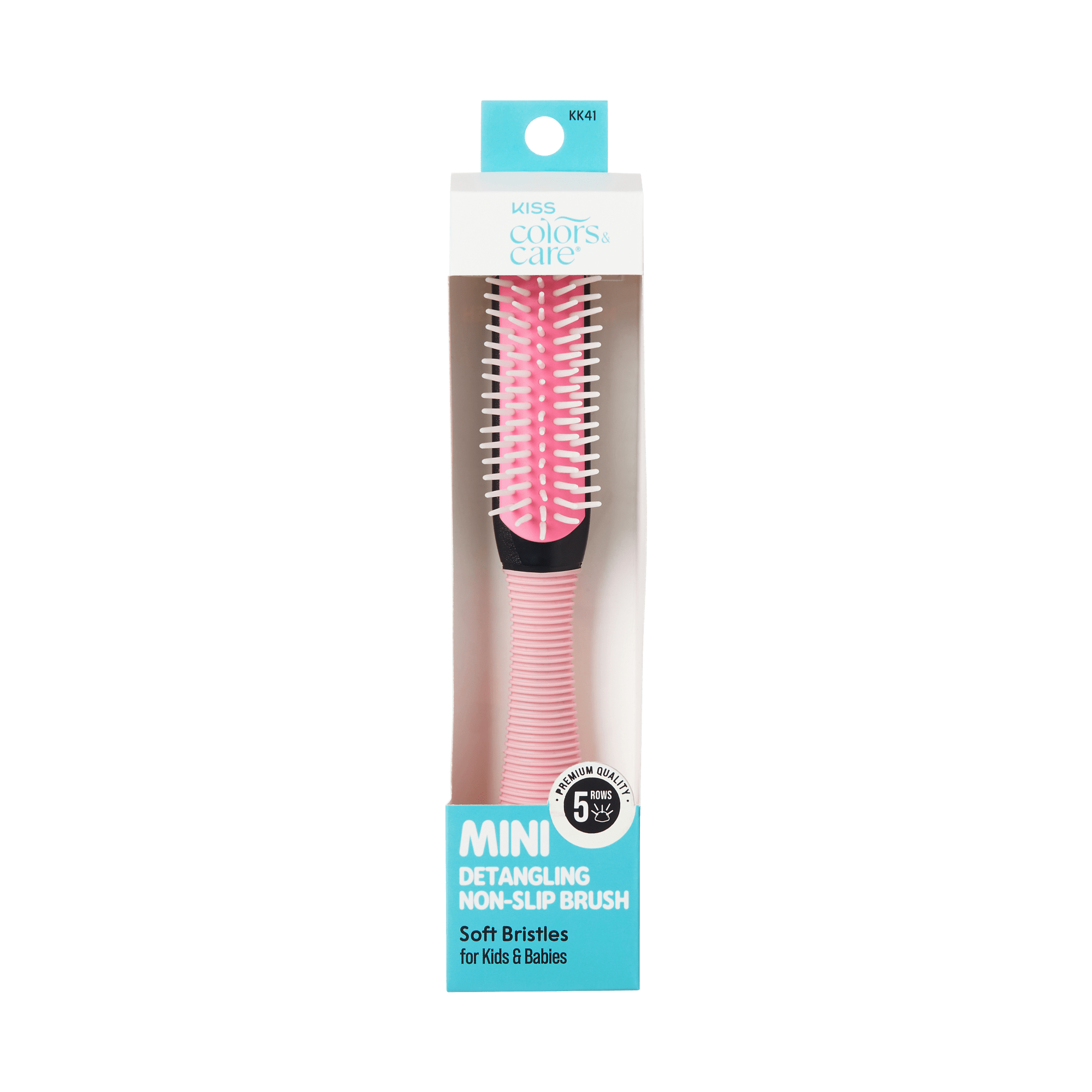 Kiss Colors &amp; Care Mini Non-Slip Soft Bristle Detangling Brush - Pink