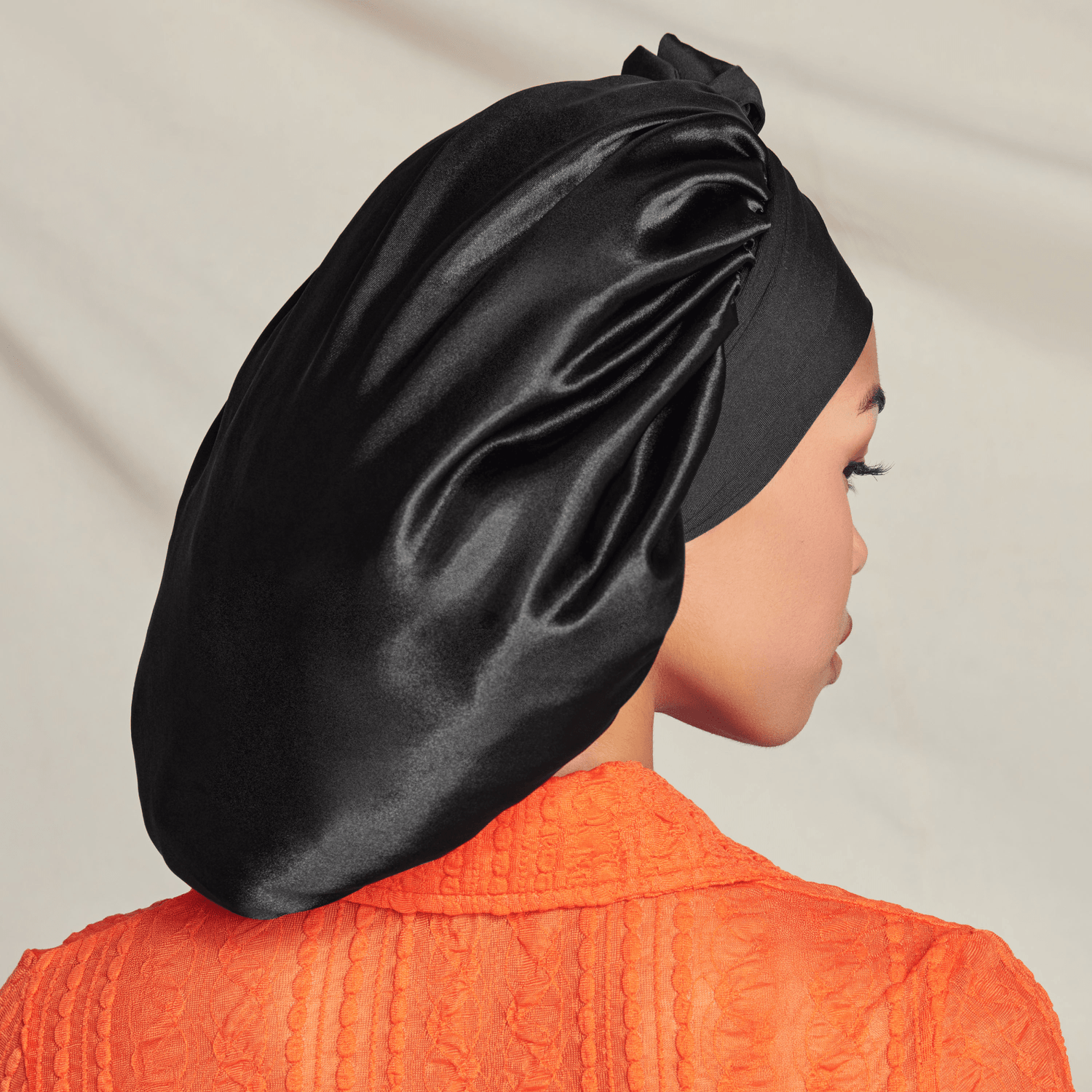 Kiss Colors &amp; Care Silky Satin Tie Band Edge Bonnet - Black