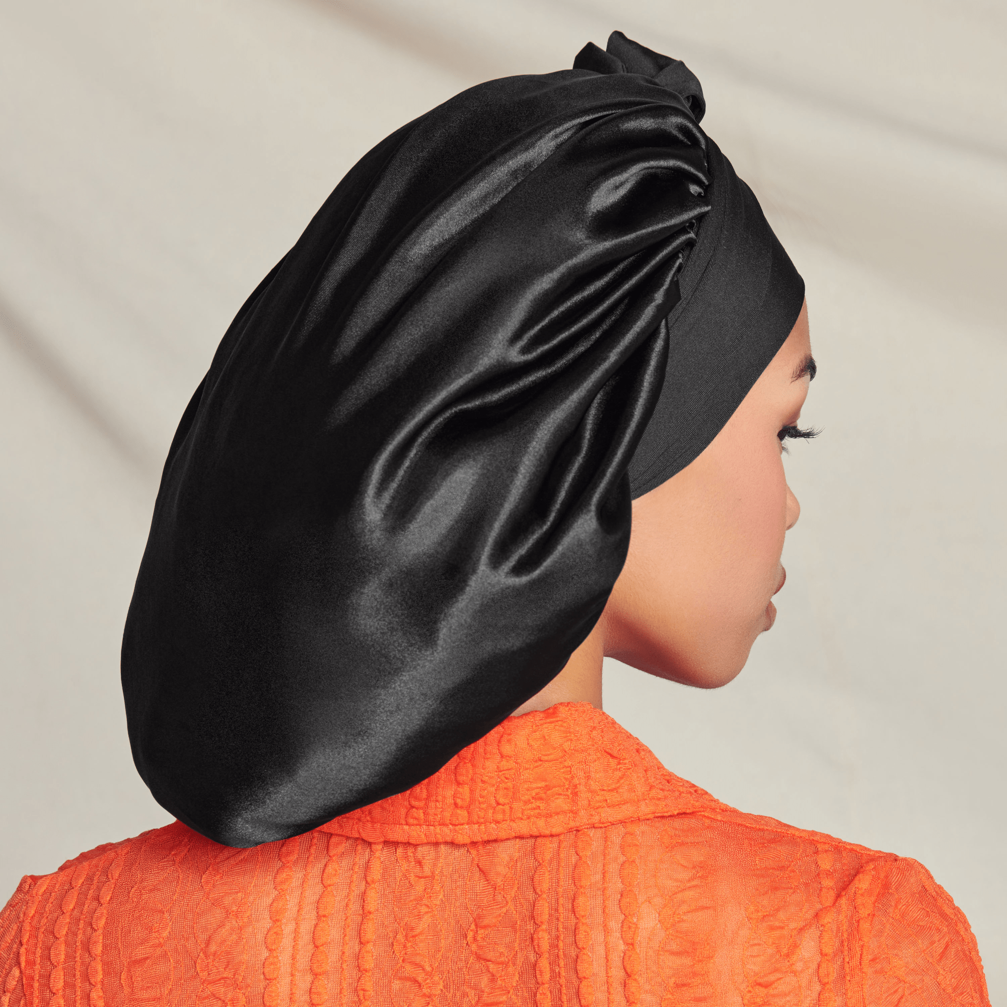 Kiss Colors &amp; Care Silky Satin Tie Band Edge Bonnet - Black