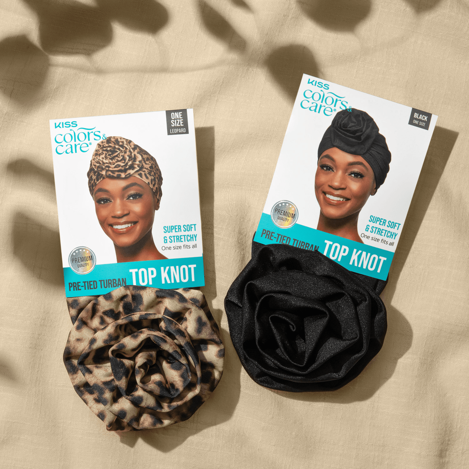 Kiss Colors &amp; Care Pre-Tied Top Knot Turban - Leopard