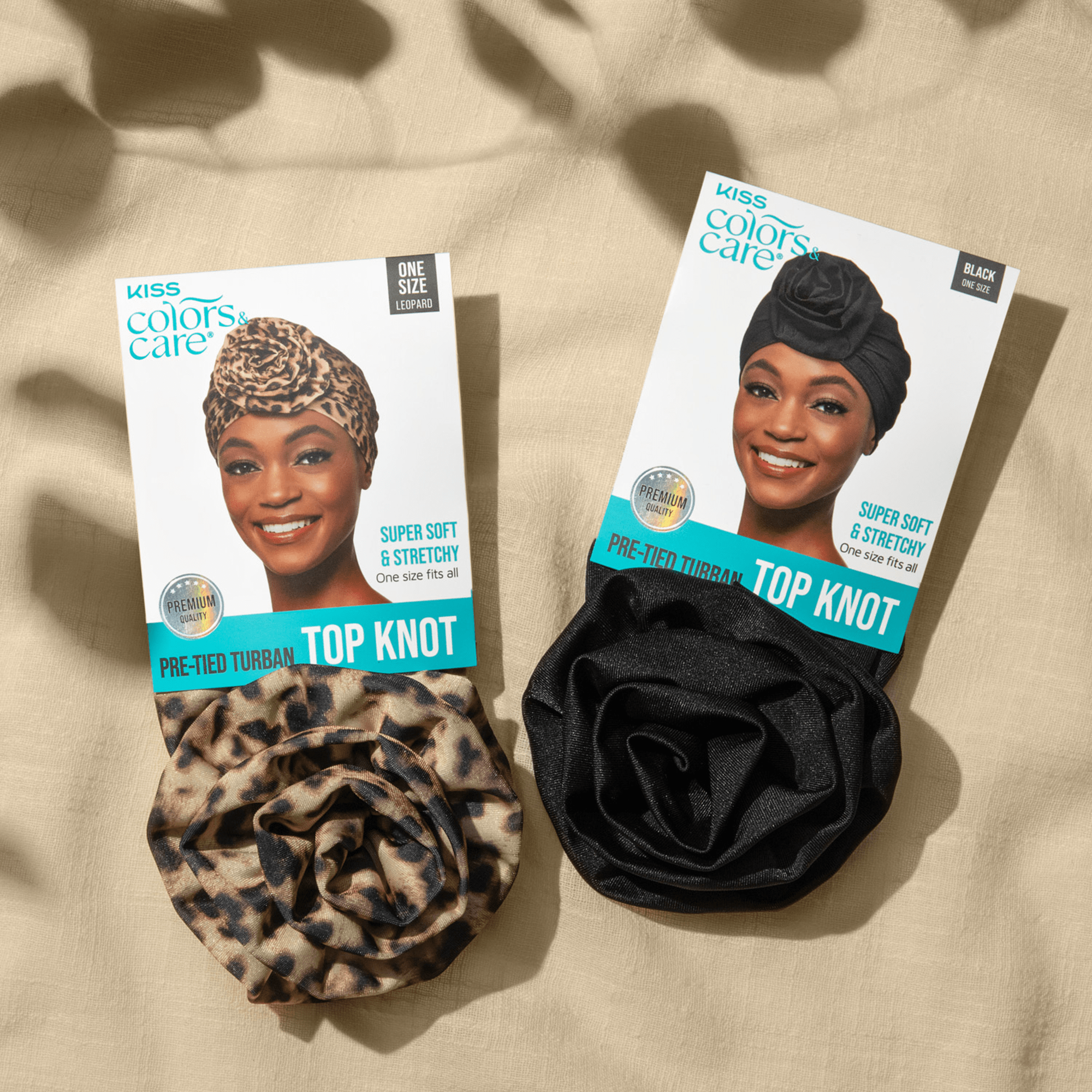 Kiss Colors &amp; Care Pre-Tied Top Knot Turban - Leopard