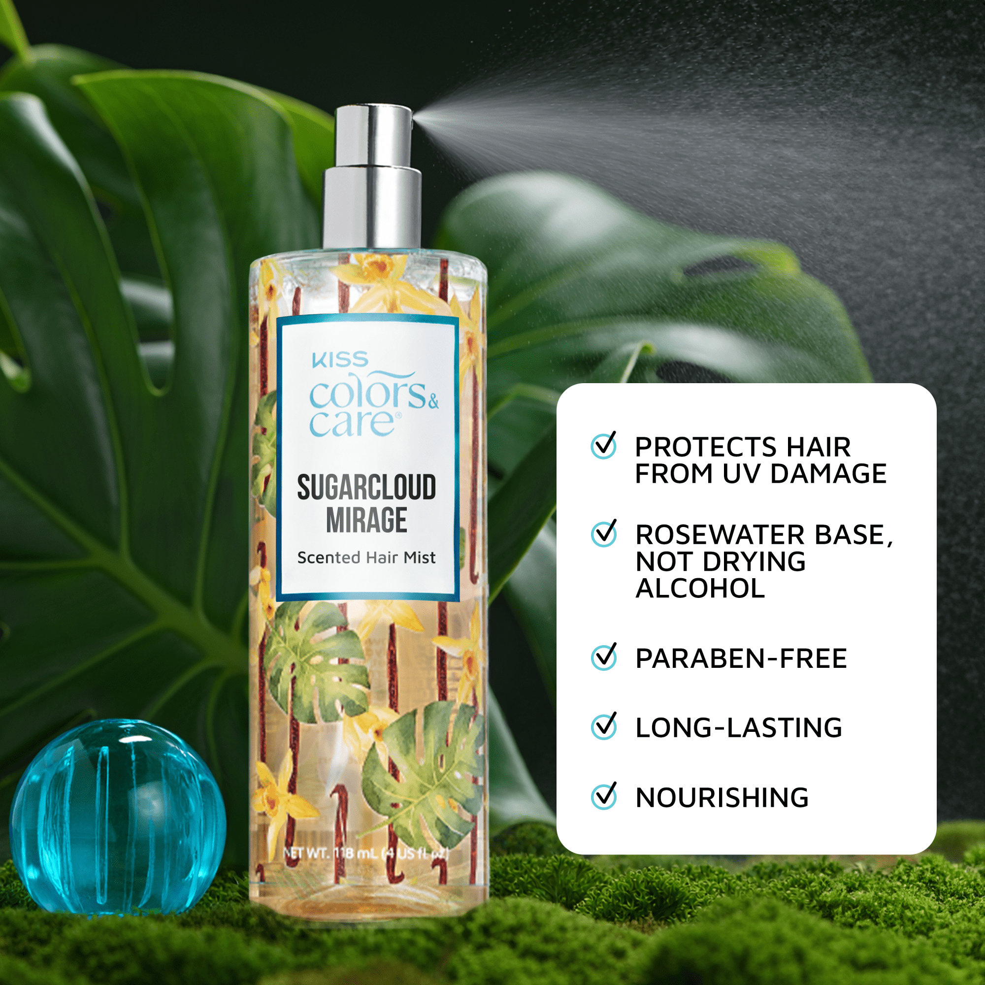 Kiss Colors &amp; Care Clean Fragrance Hair Veil Mist, 4 oz. - Sugarcloud Mirage