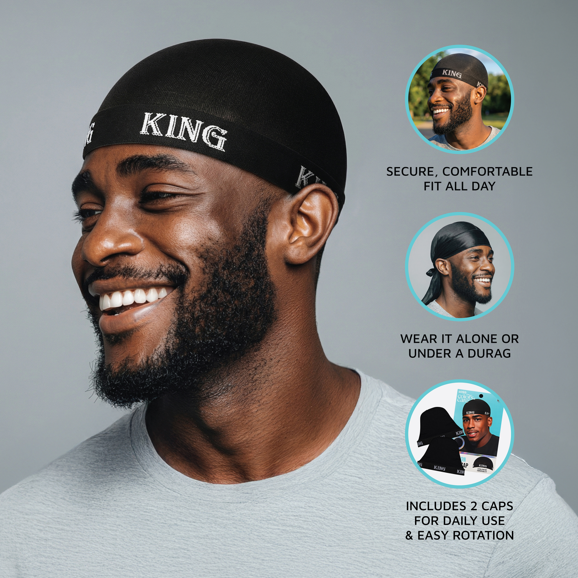 Kiss Colors &amp; Care Premium Fashion Wave Cap - Black