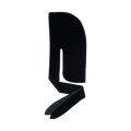 Black velvet durag displayed flat, showing smooth fabric and long ties for secure wrapping. No visible text on the product.
